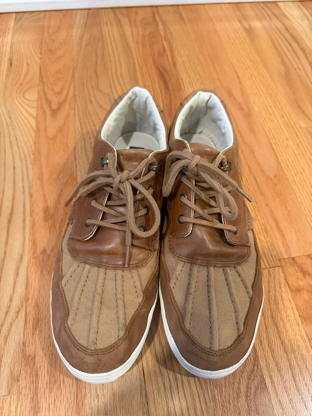 Polo Ralph Lauren Ramiro Brown Leather & Canvas Boat Shoes Size 12D